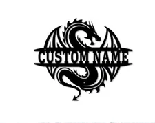 Personalized Dragon Metal Name Sign Home Decor Decorative Wall Art Best Gift