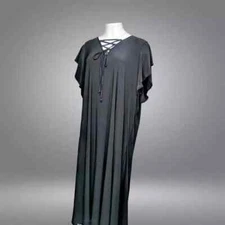 Attitudes Renee Como Jersey Lace Up Front Maxi Dress-Black-Petite Large-A643369