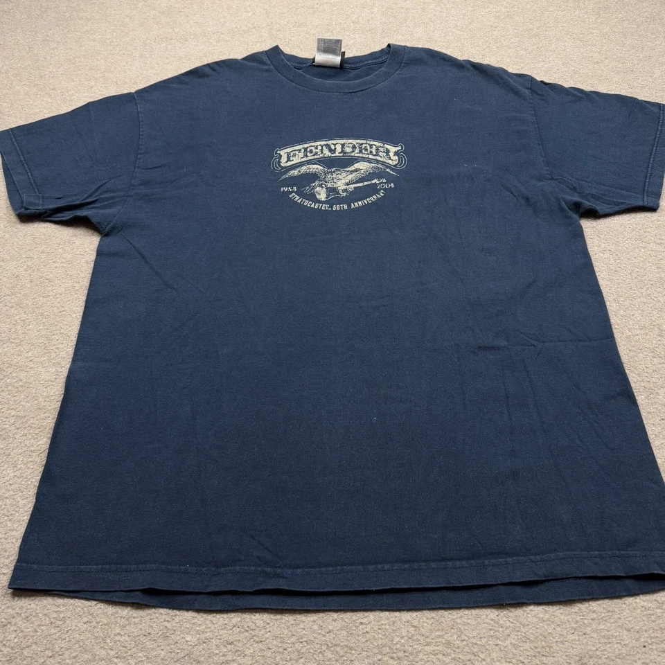 Vintage Y2K Fender Graphic T Shirt Men's Size 2XL Blue Short Sleeve Davinci Tee - Image 3 of 4