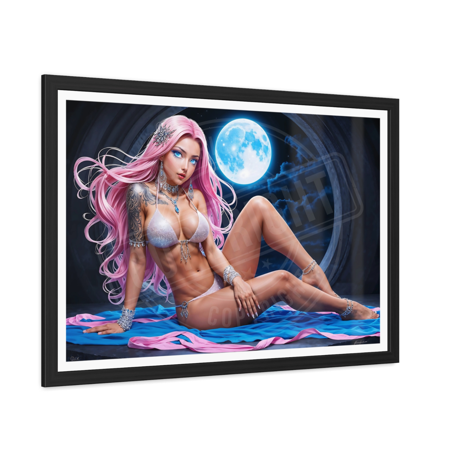 Pink Girl Fantasy Fairy Goddess Wood Framed Canvas Print Wall Art Home Decor