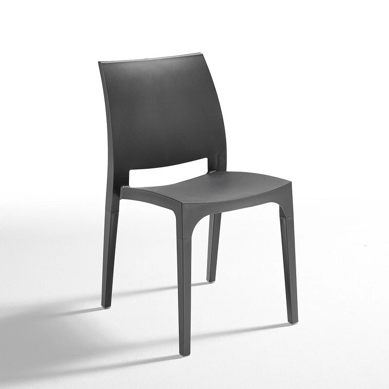 GIMI Sedia grigia antracite in polipropilene x esterno e interno impilabile robusta