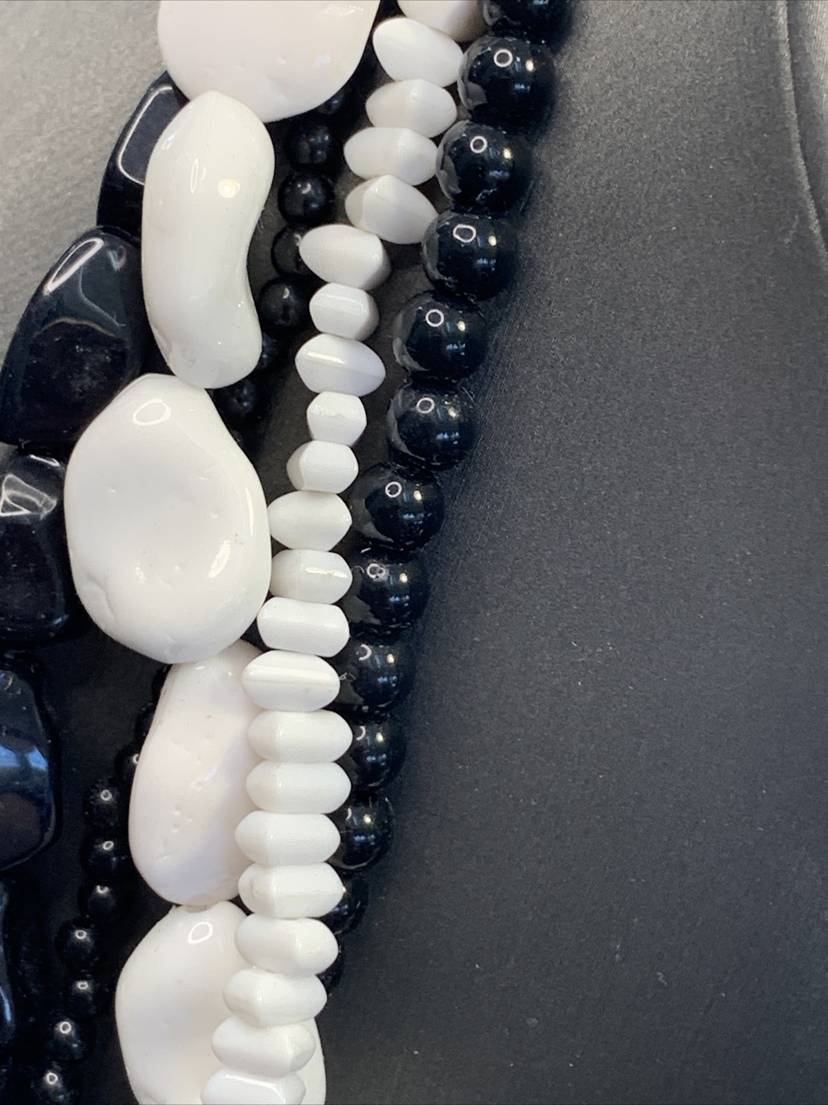 Vintage Lucite Black white  Multi Strand Bib Stat… - image 3
