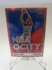 2019-20 Panini NBA Hoops Premium Stock Joel Embiid NBA City Red Prizm #25 76ers