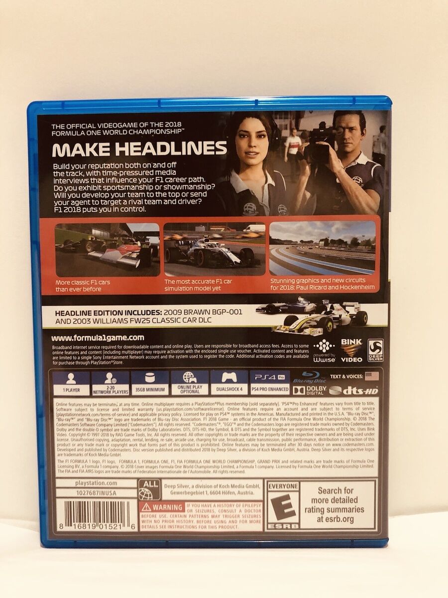 F1 2018 Headline Edition - PlayStation 4, PlayStation 4