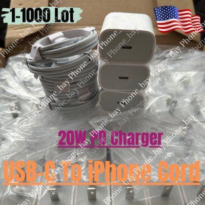 Upgrade 20W Fast Charger Block Type C Cable For iPhone 14 13 12 11 Pro Max 8 Lot