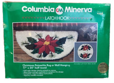 Vtg Columbia Minerva Latch Hook Rug Kit Poinsettia 1984 K3906-JOYCE LEVITT 17x34
