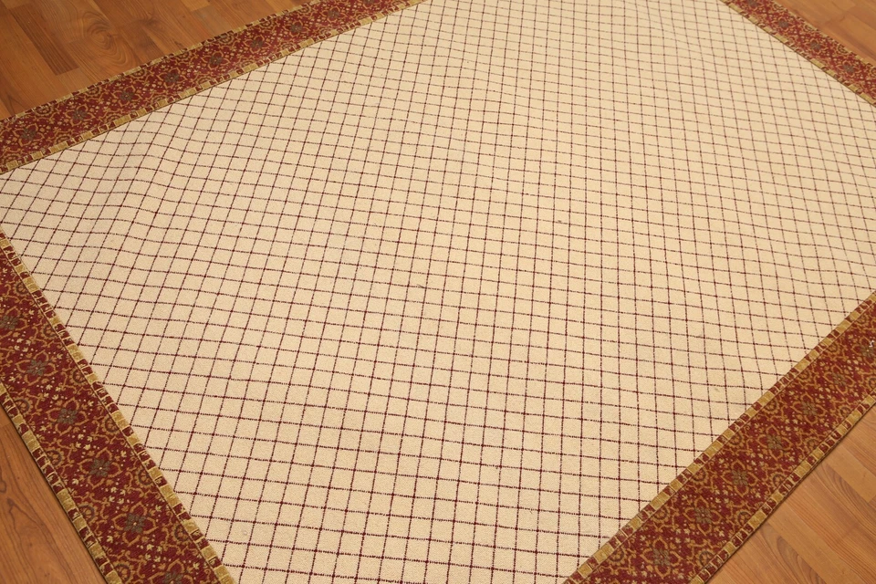 5'6" x 7'9" сделано в Америке Trellis цветочная кайма 100% шерсти ковер бежевый - Изображение 2 из 4