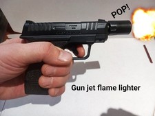 Lighter AWESOME JET FLAME GUN/PISTOL Cigarette  Refillable & SILENCER LIGHTER 