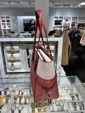Michael Kors Voyager Large MK Signature Handbag Shoulder Tote Bag Cherry Purse