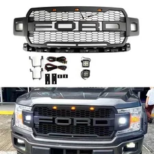 For 2018 2019 2020 Ford F150 Grill Raptor Style Front Bumper Grille Mesh w/LED