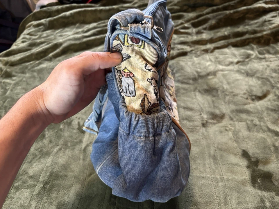 Винтажная сумка для подгузников Looney Tunes джинсовая ткань холст 90-е жуки кролик Tweety Сильвестр - Изображение 4 из 4