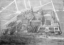 OLD ABBEY SAINT-GERMAIN-des-PRÉS, founded by CHILDEBERT in 542 - 19th century engraving