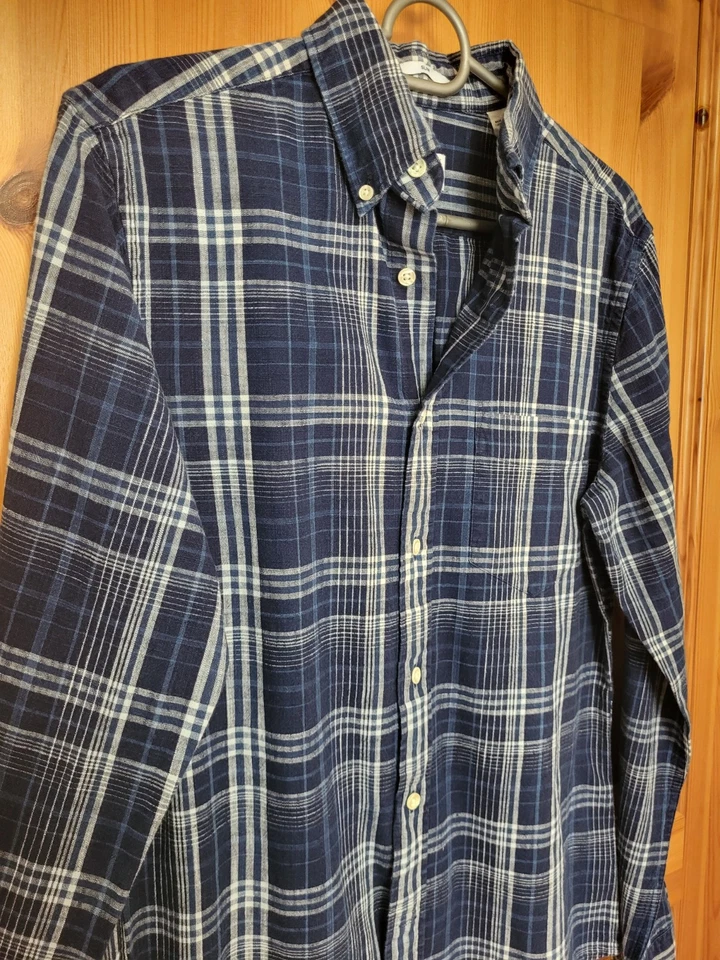 GANT Rugger Herren Hemd Slim blau/weiß kariert Langarm Gr. S Baumwolle 158 164 - Bild 2 von 4