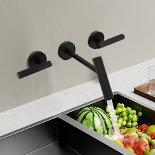 Wall Mount Bathroom Faucet, 3-Hole Wall Faucet, Bathroom Faucet with 2 Handles