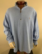 POLO RALPH LAUREN Men's Estate-Rib Quarter Zip Mock Neck Pullover Blue Size 2XLT