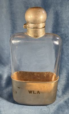 Antique Flask CF Rumpp Olry s  Hip Flask R Keystone marked monogramed 7.5'' TALL