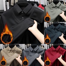 Men Lapel Pullover Business 95 Polyester 5 Spandex Lapel Collar Long Sleeve
