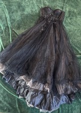 GB Women's Black Floral Sequin Sweetheart Neck Strapless Ball Gown Size 3