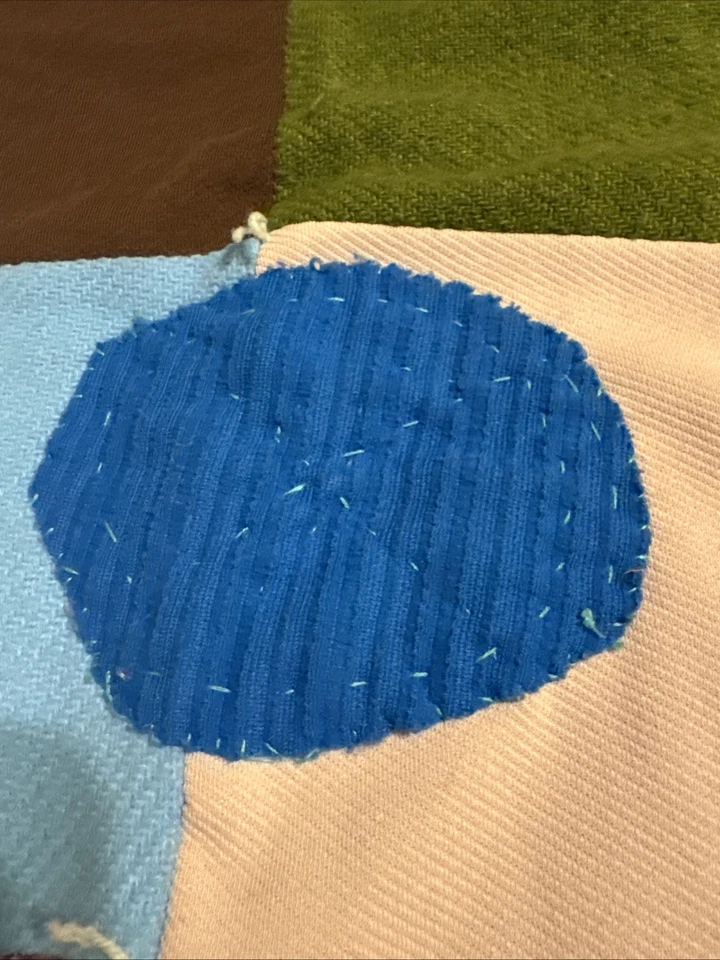 Vintage Patchwork Quilt Square Blocks Polyester 72x48 Soft Thin American Legion - Image 4 of 4