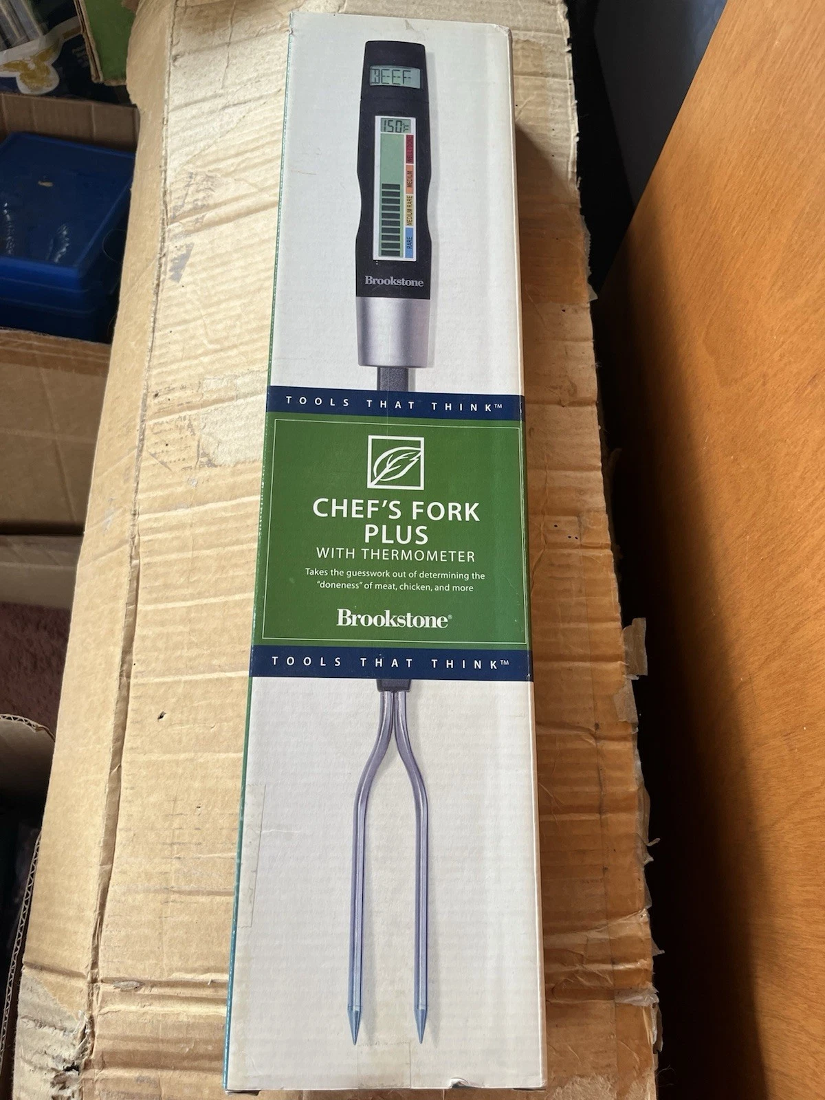 Brookstone Chef's Fork Plus Digital Meat Thermometer Backlit Auto Shut-Off
