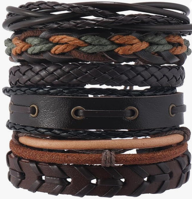 2-6 Stück Punk Multilayer Lederarmband Unisex Geflochten Armreif Armband Schmuck