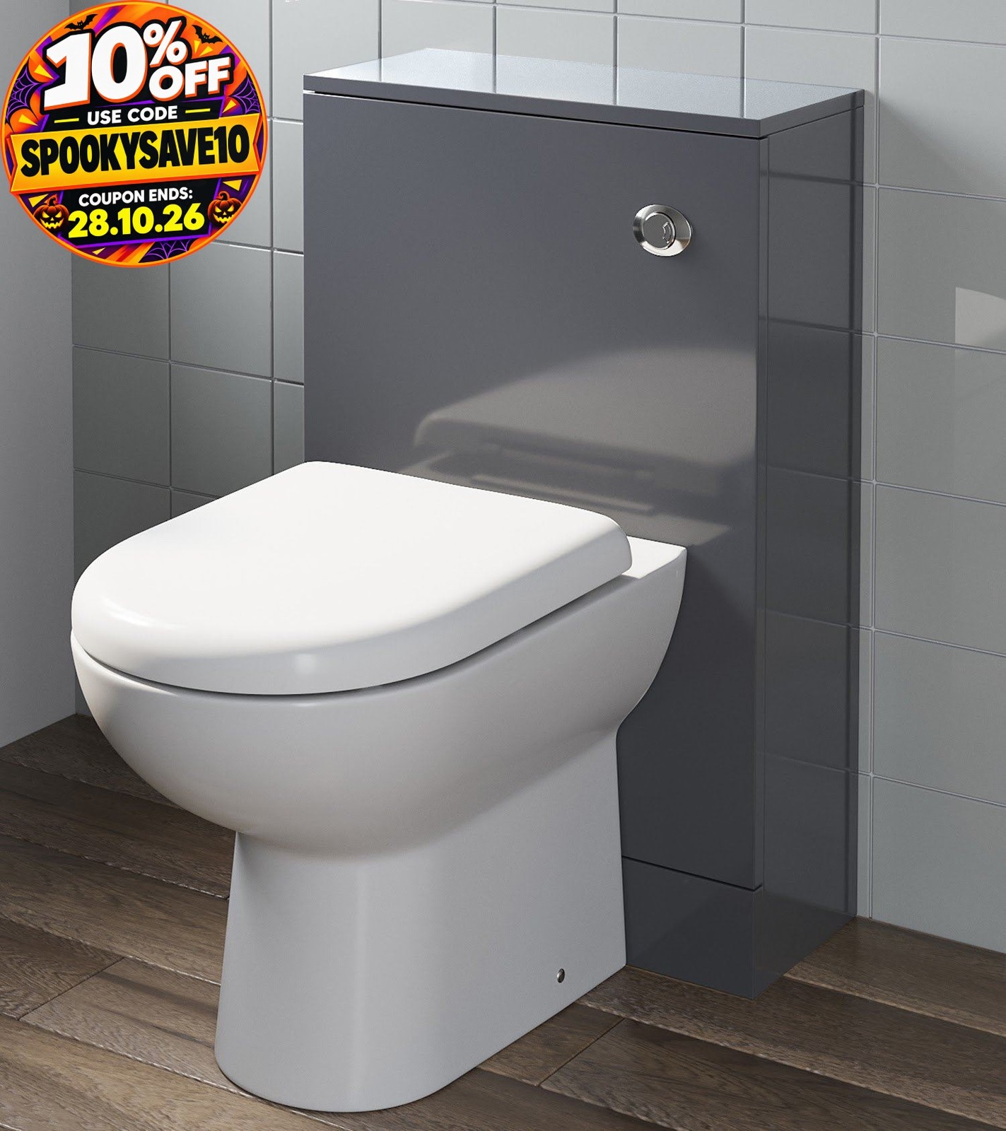 Bathroom Grey Gloss Back To Wall BTW Unit ONLY (Toilet not Included) Modern