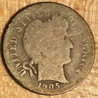 1905 S Barber Liberty Dime 10c - Silver - from collection