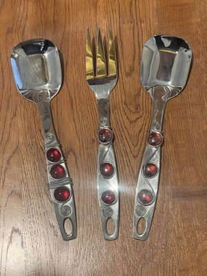 Oneida Salad Serving Set Jewel Art Deco Wrapped 18/8 Stainless Steel 