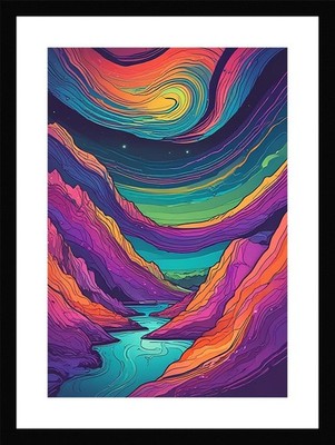 Vibrant Northern Lights Framed Wall Art Poster Canvas Print Picture