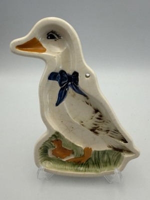 Vintage Ceramic Duck Wall Pocket Plaque Farmhouse Cottagecore Hanging