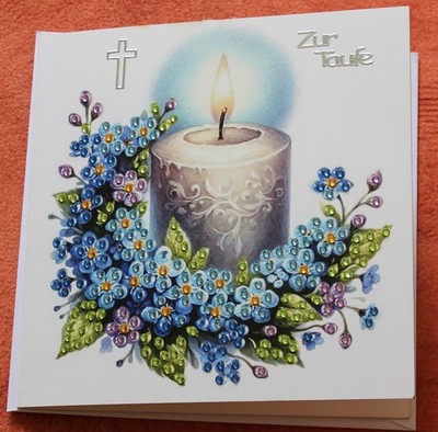 3D - Karte ''Zur Taufe'' - mit Diamond Painting