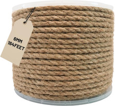 Jute Twine Rope 6mm x 164ft, Natural Hemp String for Gardening, Crafting, Cat...