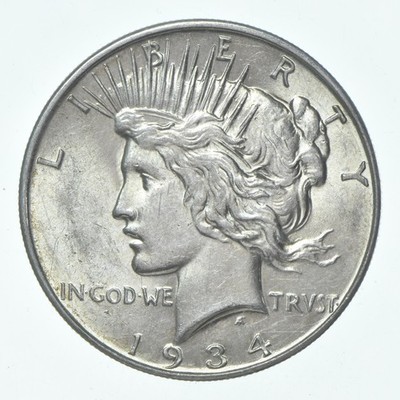 (1) XF 1934-D Peace Silver Dollar 90% - Extra Fine - Denver Mint