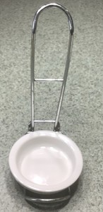 Retired Pampered Chef Spoon Rest  Metal Stand & Ceramic