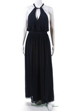 WATTERS Womens Halter Neck Fleurette Gown Navy Blue Size 4 11316377