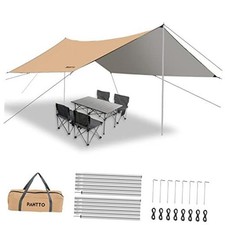 Hammock Rain Fly, 12x10FT Camping Tarp with Poles, Waterproof and Ultralight
