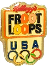 Olympics 1992 USA "Froot Loops Cereal" Sponsor Kellogg's Lapel Pin