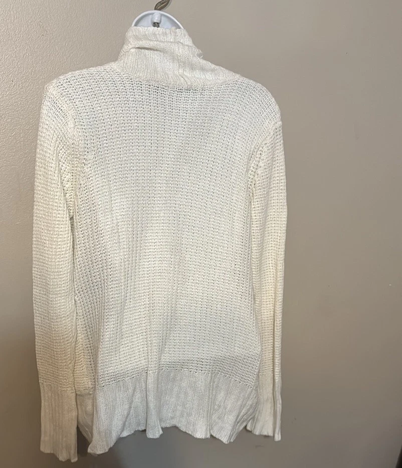 Jason Maxwell 开衫毛衣 M 开襟披肩领象牙白 — 第 3/4 张图片