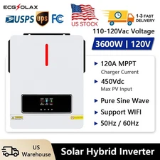 3600W 24V Hybrid Solar Inverter 110V MPPT 120A Solar Charge Controller for Home