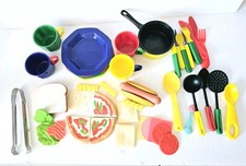 Plastic Pretend Play Fast Food  Dishes Burger Fixings Hot Dog Mixed LOT
