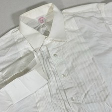 Brooks Brothers Tuxedo Shirt Mens 18.5 35 White French Cuff Pleated Traditional