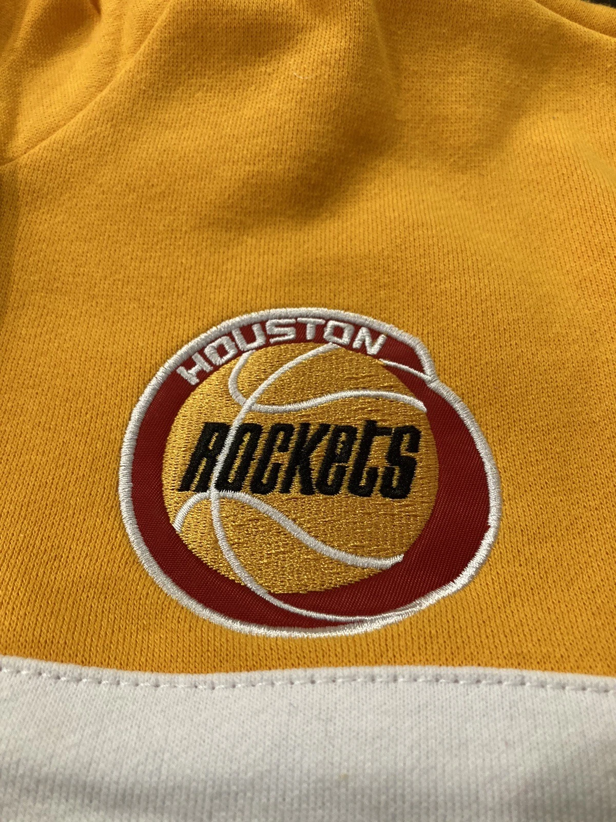 Felpa con cappuccio da uomo Mitchell & Ness Houston Rockets Head Coach ROSSA GIALLA XL nuova con etichette $110