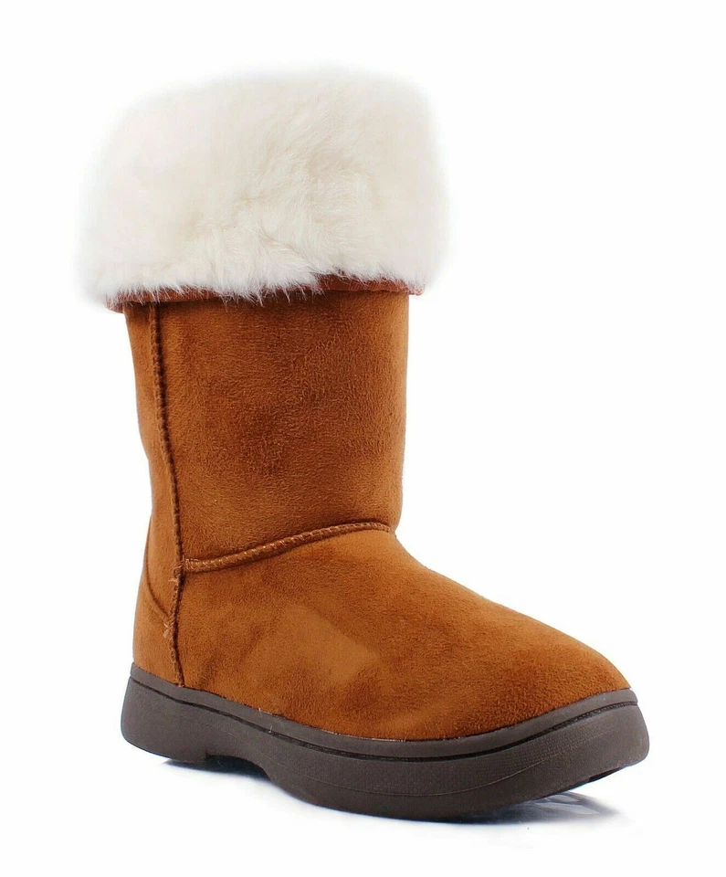 Botas femininas dobráveis de pele de camurça sintética castanha casual tamanho 7 - Imagem 3 de 4