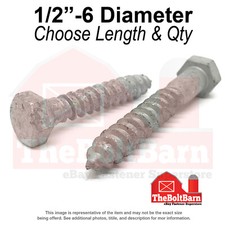 1/2"-6 Hex Lag Screws A307 Grade A Galvanized Choose Length  Qty 
