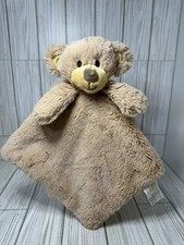 Kellytoy Brown Bear Lovey Security Blanket Stuffed Toy Rattle 14" x 14" Plush