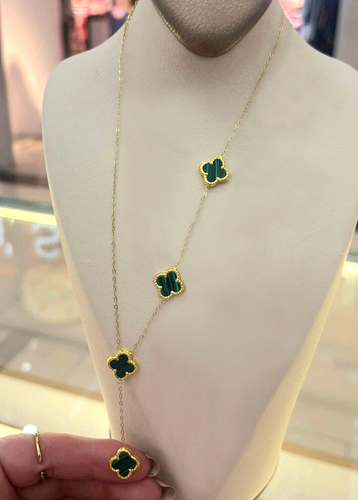 18K 'Real 'Solid 'Yellow 'Gold 'Flower 'Charms 'Link 'Chain Necklace, Jewelry. - 第 2/3 張圖片