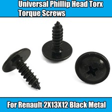 10x Universal Torx Screws For Renault 2X13X12 Philip Black Metal Torque Screw