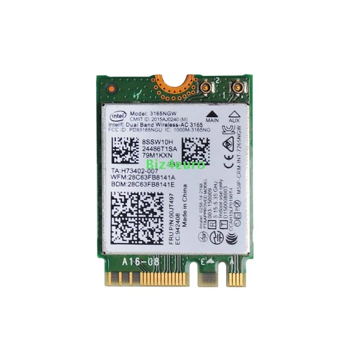 Lenovo Intel Dualband Wireless AC 3165 3165NGW 433Mbps BT 4.0 00JT497 WLAN-Karte