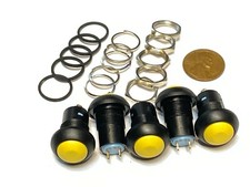 5 Pieces Yellow Latching PUSH BUTTON SWITCH DC 6A 12mm normally open on/off A35