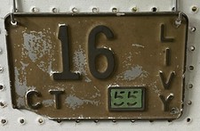 1955 Connecticut Livery License Plate Tag Low Number! 16